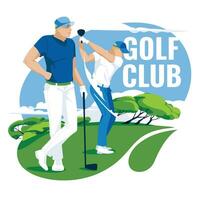 golfeurs sur le vert. des sports compétitions, loisirs et études. vecteur plat illustration
