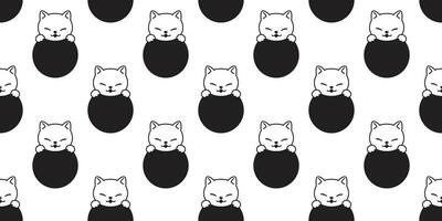 chat sans couture modèle chaton vecteur dessin animé écharpe isolé polka point répéter Contexte tuile fond d'écran griffonnage illustration conception