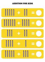 une addition page pour enfants. éducatif math Jeu pour les enfants avec crayon. imprimable feuille de travail conception. apprentissage mathématique. vecteur