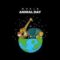 animaux de collection sur le vecteur de la journée mondiale des animaux