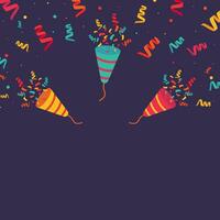coloré confettis et pétards fête popper, vecteur de fête anniversaire Festival bannière modèle, de fête décorations et des surprises