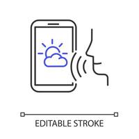 icône linéaire de recherche vocale de prévisions météo vecteur