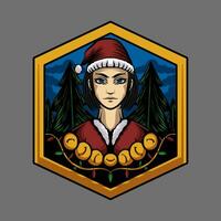 dessin animé Noël badge logo collection vecteur