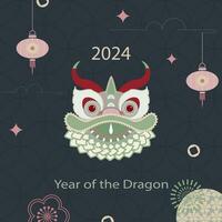 chinois Nouveau année 2024, année de le dragon, zodiaque. bannière modèle pour chinois Nouveau année avec dragon et traditionnel motifs. vecteur