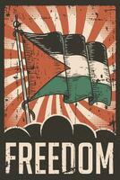 rétro grunge Palestine drapeau liberté affiche vecteur