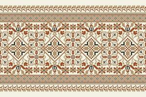 floral traverser point broderie sur blanc arrière-plan.géométrique ethnique Oriental modèle traditionnel.aztèque style abstrait vecteur illustration.design pour texture, tissu, vêtements, emballage, décoration, paréo.