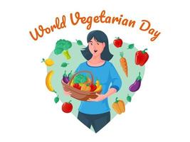 journée mondiale végétarienne avec des femmes en bonne santé vecteur