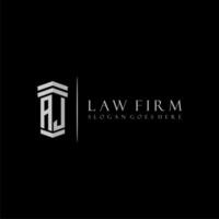 un J initiale monogramme logo cabinet d'avocats avec pilier conception vecteur