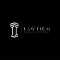 ti initiale monogramme logo cabinet d'avocats avec pilier conception vecteur