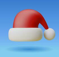 Noël rouge chapeau 3d icône. Père Noël claus casquette 3d icône. vecteur dessin animé 3d illustration. Noël décoration élément pour conception.