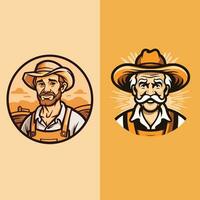 dessin animé agriculteur avec chapeau et barbe. vecteur illustration dans rétro style