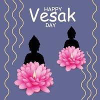 joyeux jour de vesak, jour de bouddha. vecteur