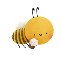 mon chéri abeille avec Pâques gâteau. Pâques illustration vecteur
