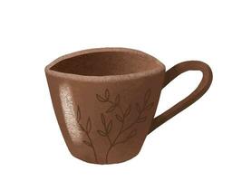 main tiré tasses collection. marron illustration tasses à thé pour thé c vecteur