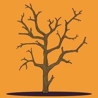 simplicité halloween arbre mort dessin à main levée design plat. vecteur