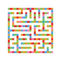 labyrinthe isolé de lumière carrée abstraite. de carrés lumineux colorés sur fond blanc. un jeu intéressant et utile pour les enfants et les adultes. illustration vectorielle plane simple. vecteur