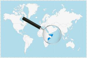 grossissant verre montrant une carte de Somalie sur une monde carte. vecteur