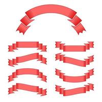 ensemble de bannières de rubans isolés rouges sur fond blanc. illustration vectorielle plane simple. avec un espace pour le texte. adapté à l'infographie, au design, à la publicité, aux vacances, aux étiquettes. vecteur