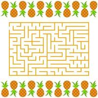 labyrinthe isolé rectangulaire simple abstrait. couleur orange sur fond blanc. un jeu intéressant pour les enfants. illustration vectorielle plane simple. à l'ananas. vecteur