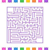 labyrinthe isolé carré abstrait. fleurs violettes sur fond blanc. un jeu intéressant pour les enfants et les adultes. illustration vectorielle plane simple. vecteur