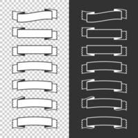 un ensemble de rubans de bannière. avec un espace pour le texte. une simple illustration vectorielle plane isolée sur un fond noir et transparent. vecteur