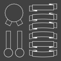 un ensemble de rubans de bannière avec un trait blanc sur fond noir. illustration vectorielle. vecteur
