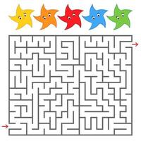 labyrinthe de couleur rectangulaire avec de jolies étoiles. un jeu intéressant pour les enfants et les adolescents. illustration vectorielle plane simple isolée sur fond blanc. vecteur