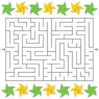 labyrinthe rectangulaire avec des étoiles de dessin animé sur les côtés. un jeu intéressant pour les enfants. illustration vectorielle plane simple isolée sur fond blanc. vecteur