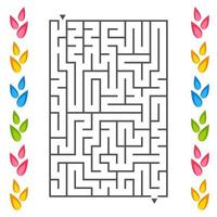 labyrinthe rectangulaire avec des pétales de fleurs sur les côtés. un jeu intéressant pour les enfants. illustration vectorielle plane simple isolée sur fond blanc. vecteur