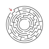 labyrinthe rond. avec l'entrée et la sortie. un jeu intéressant pour les enfants et les adultes. illustration vectorielle plane simple isolée sur fond blanc. vecteur