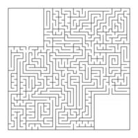 un immense labyrinthe carré avec une entrée et une sortie. illustration vectorielle plane simple isolée sur fond blanc. avec une place pour vos dessins vecteur