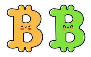 bitcoin signe personnage. vecteur main tiré dessin animé kawaii personnage illustration icône. isolé sur blanc Contexte. bitcoin signe personnage concept