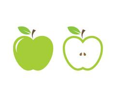 vert Pomme vecteur icône. entier et Couper Pomme fruit vecteur conception. vecteur illustration