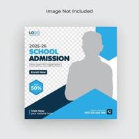 publication sur les réseaux sociaux d'admission à l'école et bannière Web d'admission, flyer pro à télécharger vecteur