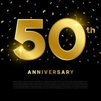 50e anniversaire fête avec or briller Couleur et noir Contexte. vecteur conception pour célébrations, invitation cartes et salutation cartes.