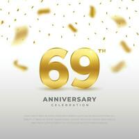 69ème anniversaire fête avec or briller Couleur et noir Contexte. vecteur conception pour célébrations, invitation cartes et salutation cartes.