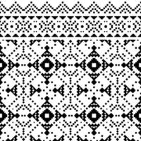 géométrique sans couture frontière modèle. aztèque et navajo tribal avec pixel style. ethnique ornement décoration. noir et blanche. conception pour tissu, textile, ornement, vêtements, arrière-plan, emballage, batik. vecteur