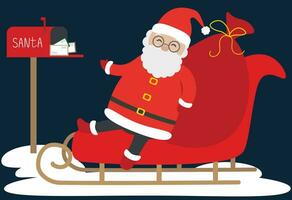 Noël clipart avec Père Noël claus dans une luge vecteur