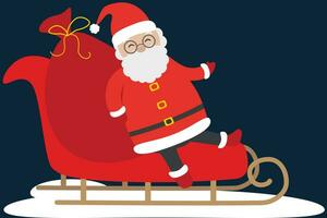 Noël clipart avec Père Noël claus dans une luge vecteur