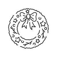 content joyeux Noël couronne couronne ligne style icône vecteur illustration conception.