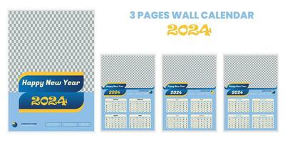 moderne 3 pages mur calendrier conception conception et vecteur illustration