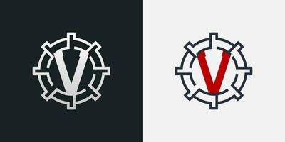 v logo conception. nettoyer et moderne lettre v logo dans rond forme vecteur