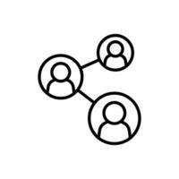 gens réseau icône. Facile contour style. social réseau, connecter, cercle, partager, lien, communauté, équipe, groupe, affaires concept. mince ligne symbole. vecteur illustration isolé.