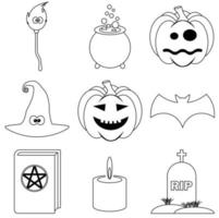 ensemble d'icônes effrayantes d'halloween dans un style plat pour le web vecteur