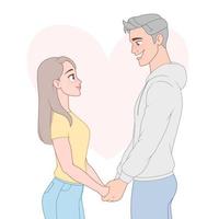 couple amoureux main dans la main cartoon vector illustration