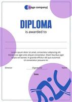 diplôme de gagnant avec des cercles violets et bleus. lutte, judo, sambo vecteur