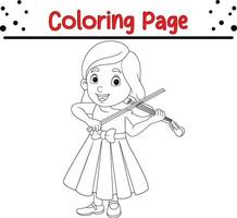 peu fille playin violon coloration page vecteur