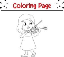 peu fille playin violon coloration page vecteur