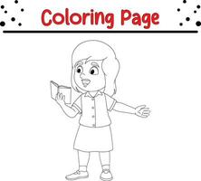 content peu fille coloration page vecteur