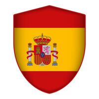 Espagne drapeau dans bouclier forme. vecteur illustration.